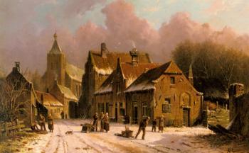 Adrianus Eversen : A Village In Winter